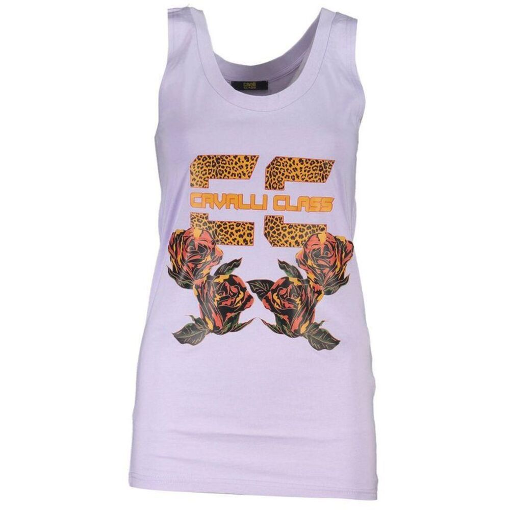 Cavalli Class Graphic Print Tank Top Women Purple Tops & T-Shirts